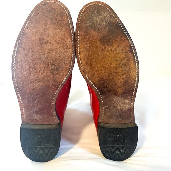 Justin Women's Vintage Red Kipskin Leather Roper Cowboy Boots (Sz: 8.5 B) - Picture 9 of 11